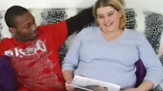 Fat woman sucking a big black dick