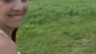 Horny duo fucking in the field