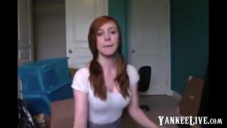 Red-haired teenager masturbating while parents downstairs.